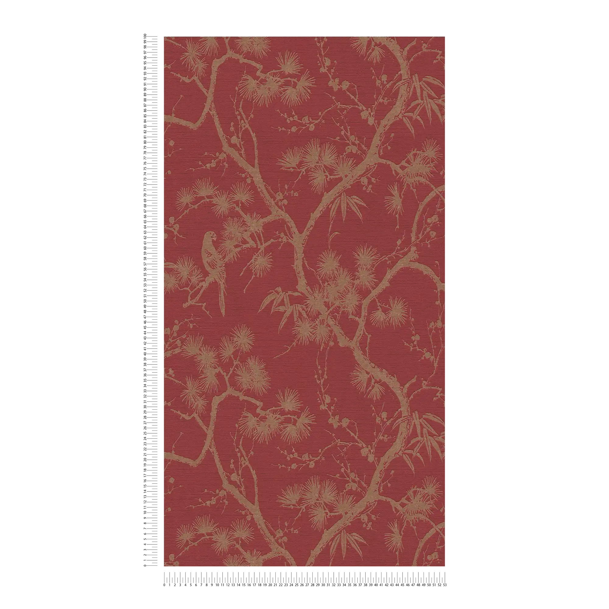             Non-woven wallpaper with natural design & gold pattern - metallic, red
        