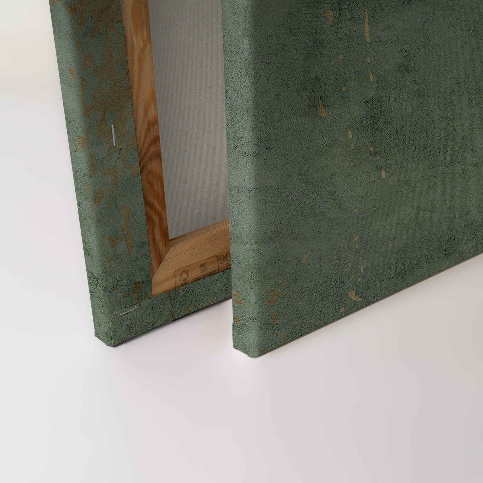             Vintage Wall 1 - Canvas painting sage green & gold plaster look in used look - 1.20 m x 0.80 m
        