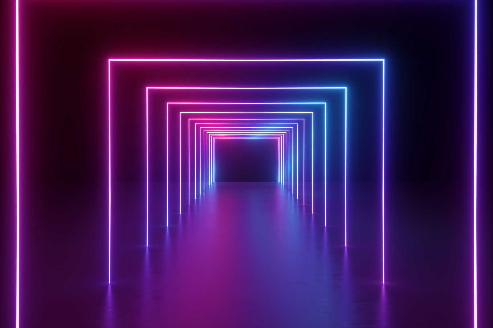             Canvas schilderij Kamer met lange gang LED-kleuren - 0,90 m x 0,60 m
        