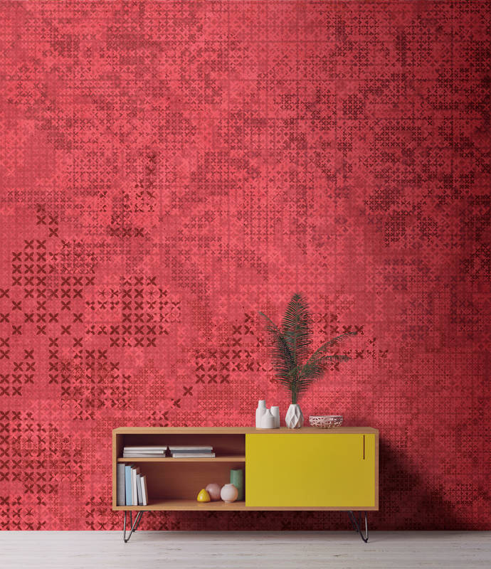             Pixel mural cross stitch pattern - Red, Black
        