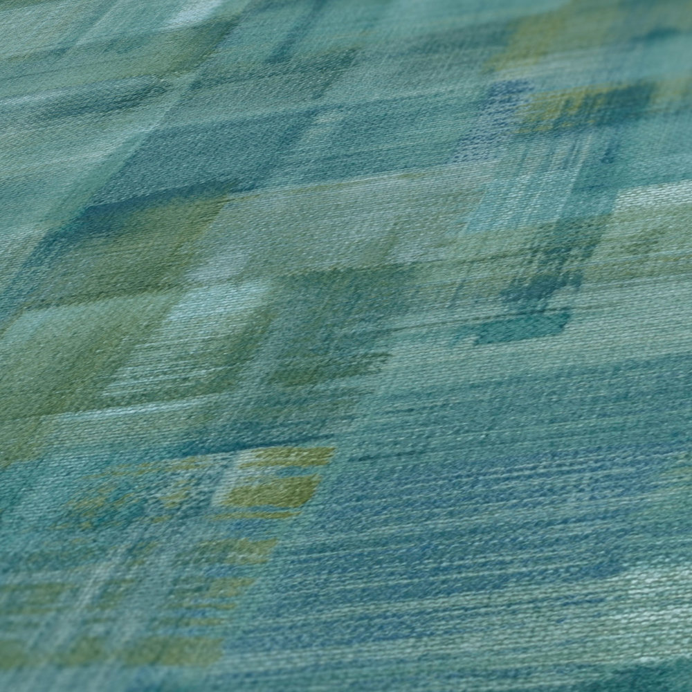             Behang penseelstreek ontwerp & canvas textuur - blauw, groen, geel
        