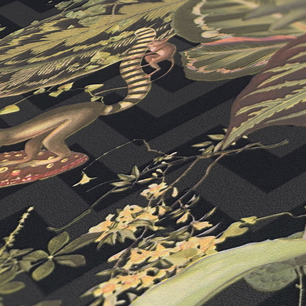            Papel pintado de diseño MICHALSKY hojas y animales de la selva - de color, negro
        