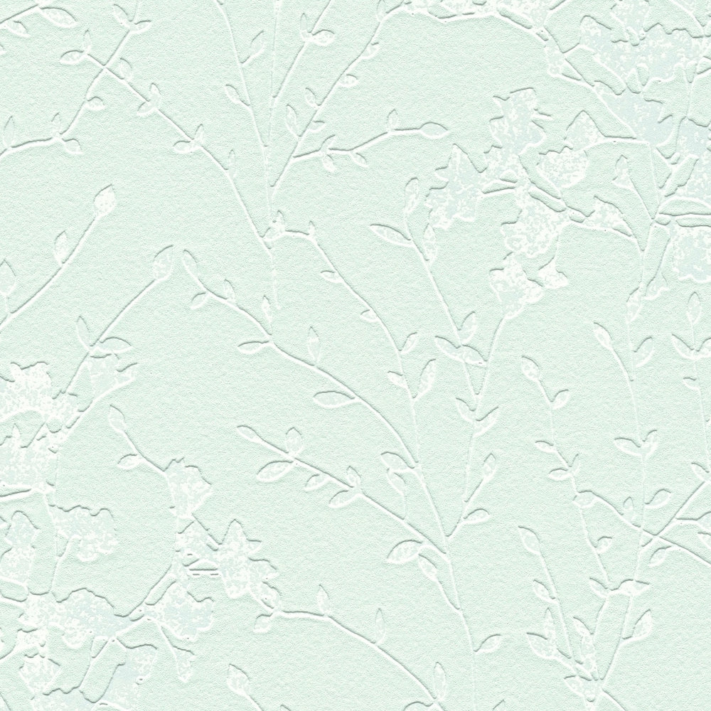             Floral wallpaper with metallic effect & textured pattern - green
        