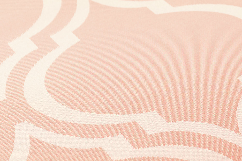             papier peint en papier design rétro avec motif Art déco & effet brillant - rose, orange, blanc
        