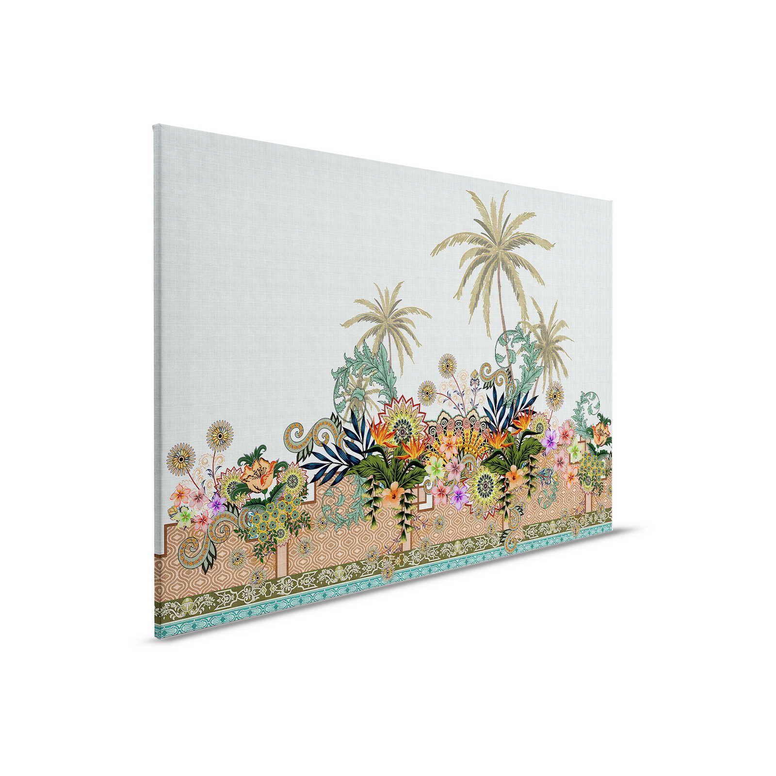 Oriental Garden 3 - Canvas painting Flowers Garden India Style - 0,90 m x 0,60 m
