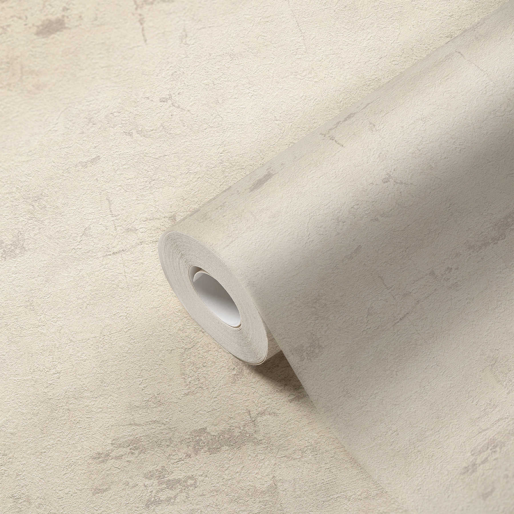             Textured wallpaper with plaster look and colour hatching - cream, grey
        