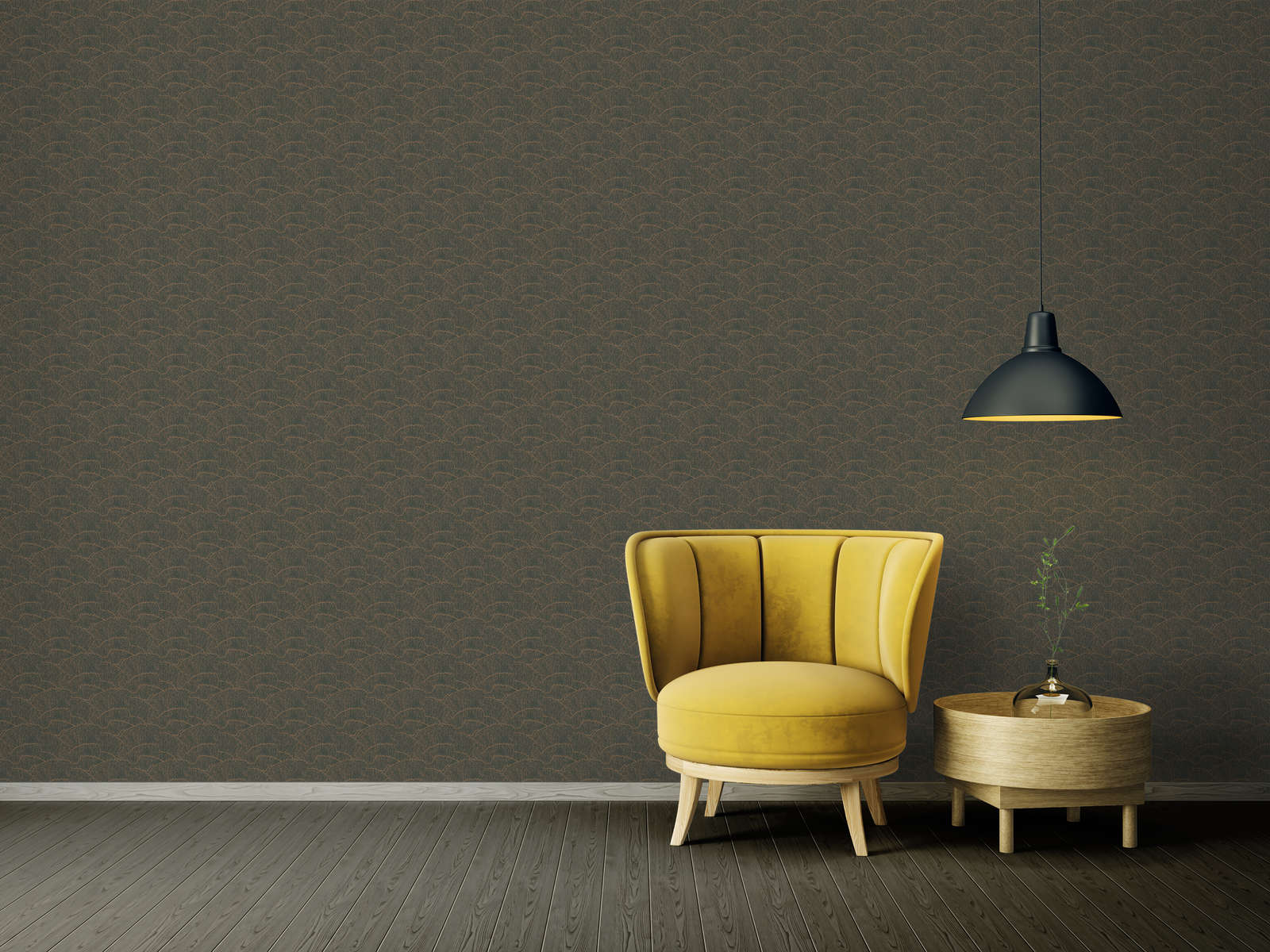             Non-woven wallpaper with abstract pattern - gold, green, metallic
        