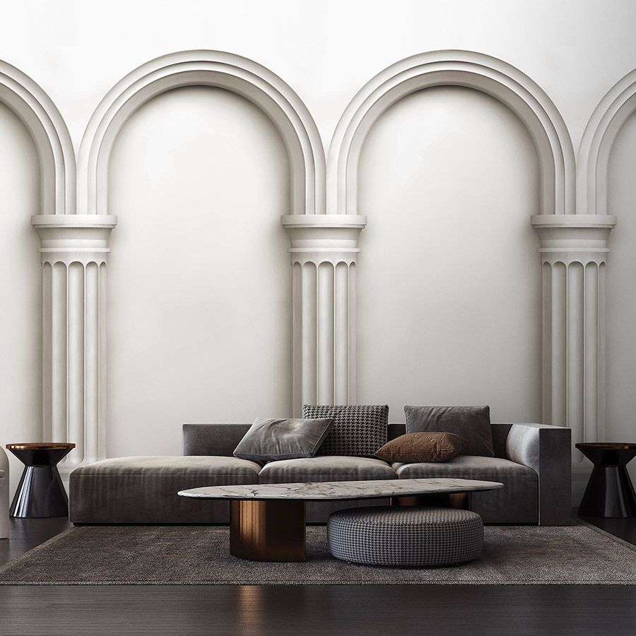 Photo wallpaper »new roman« - architecture with round arches - matt, smooth non-woven fabric
