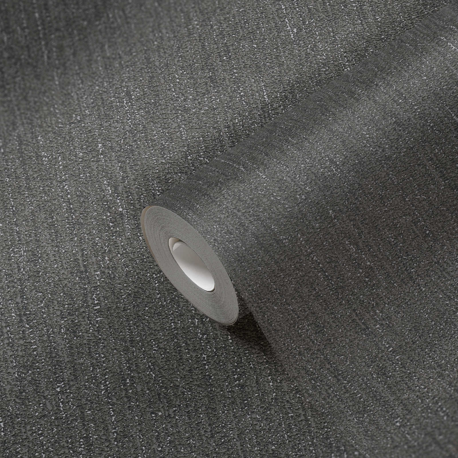             Papier peint légèrement brillant avec structure tissée - noir, gris, argenté
        