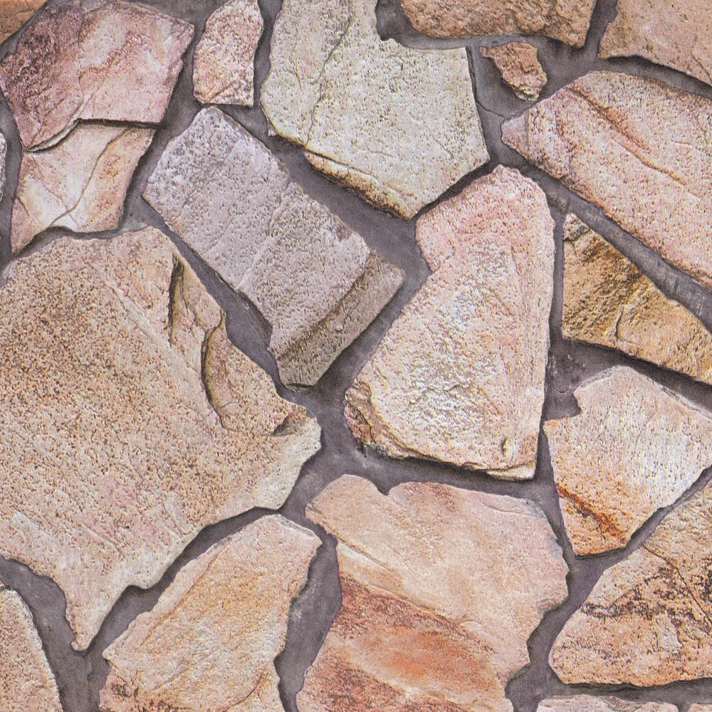             Carta da parati 3d pietra naturale dettagliata e rustica - marrone, beige, grigio
        