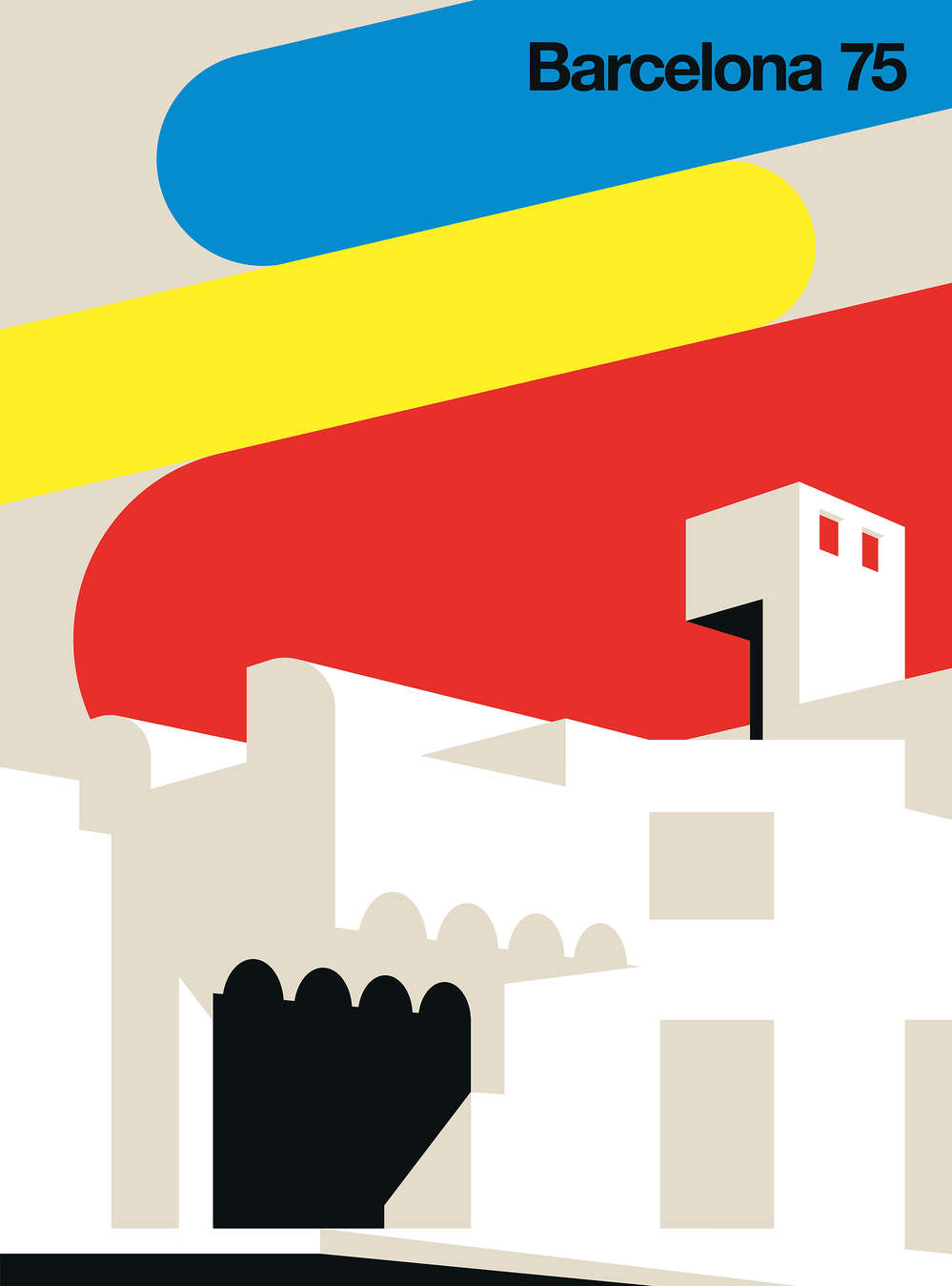             Papier peint Barcelona 75 dans un style rétro et coloré
        