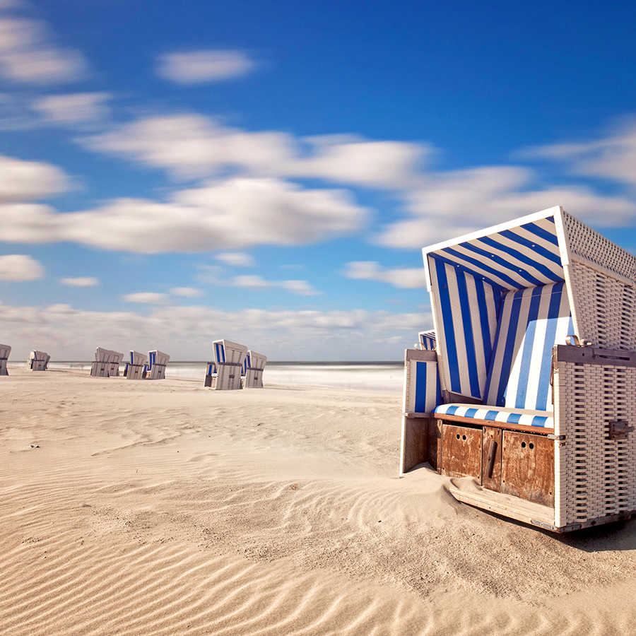 Beach mural beach chairs in the sand on textured fleece
