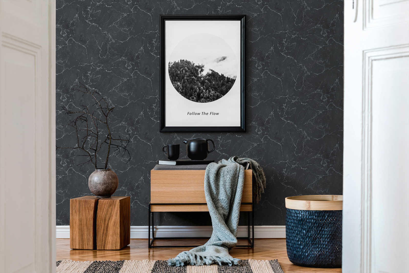             Vliesbehang marmerlook donkergrijs, Design by MICHALSKY
        