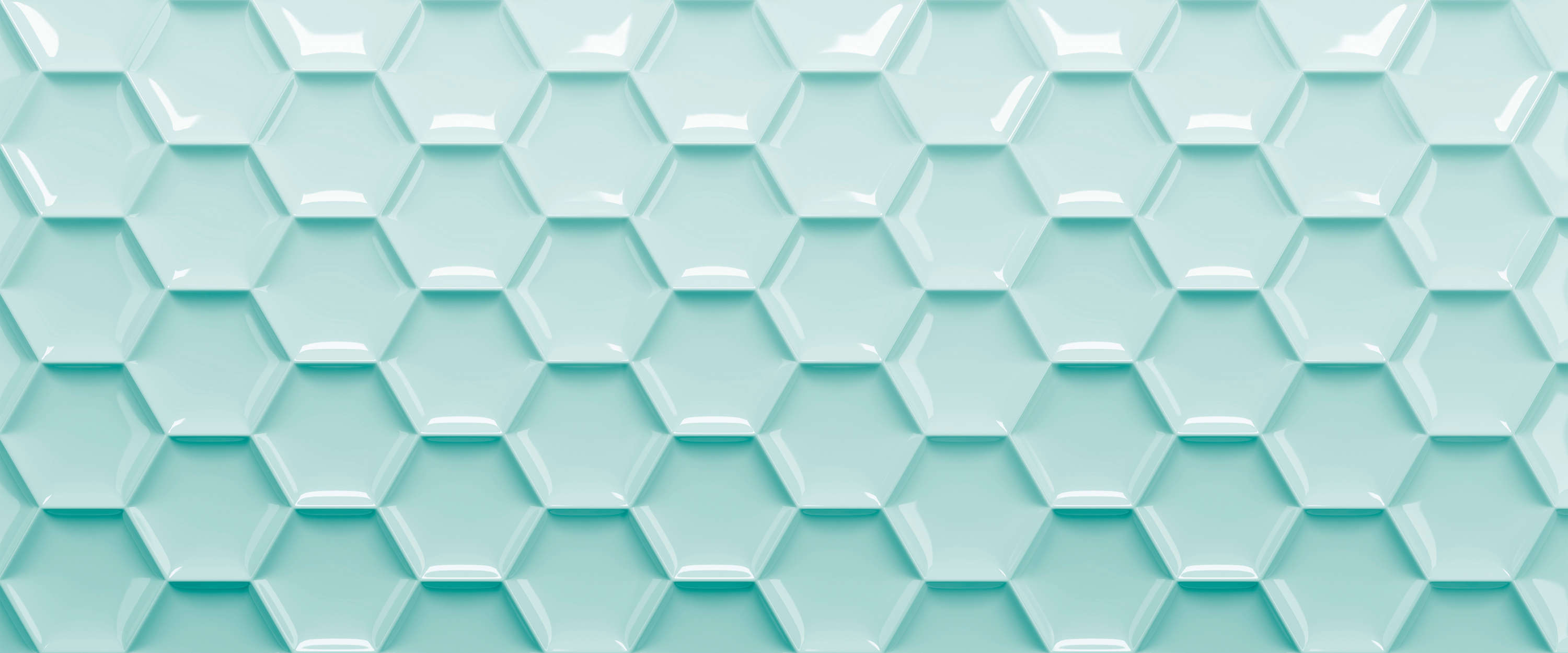             Graphic mural 3D plastic honeycomb in mint green
        