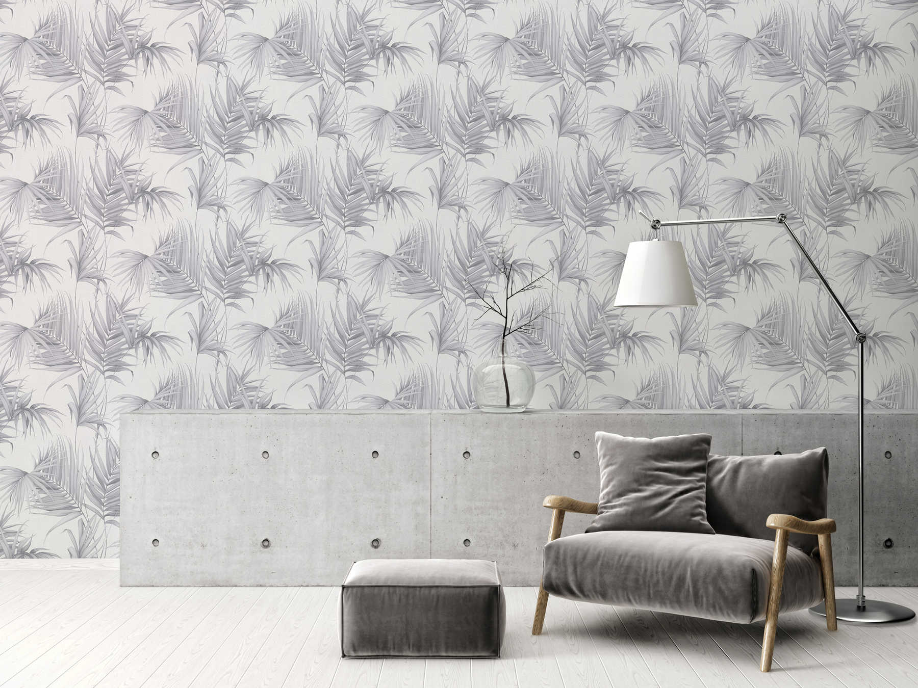             Non-woven wallpaper grey leaves pattern from MICHALSKY - grey
        