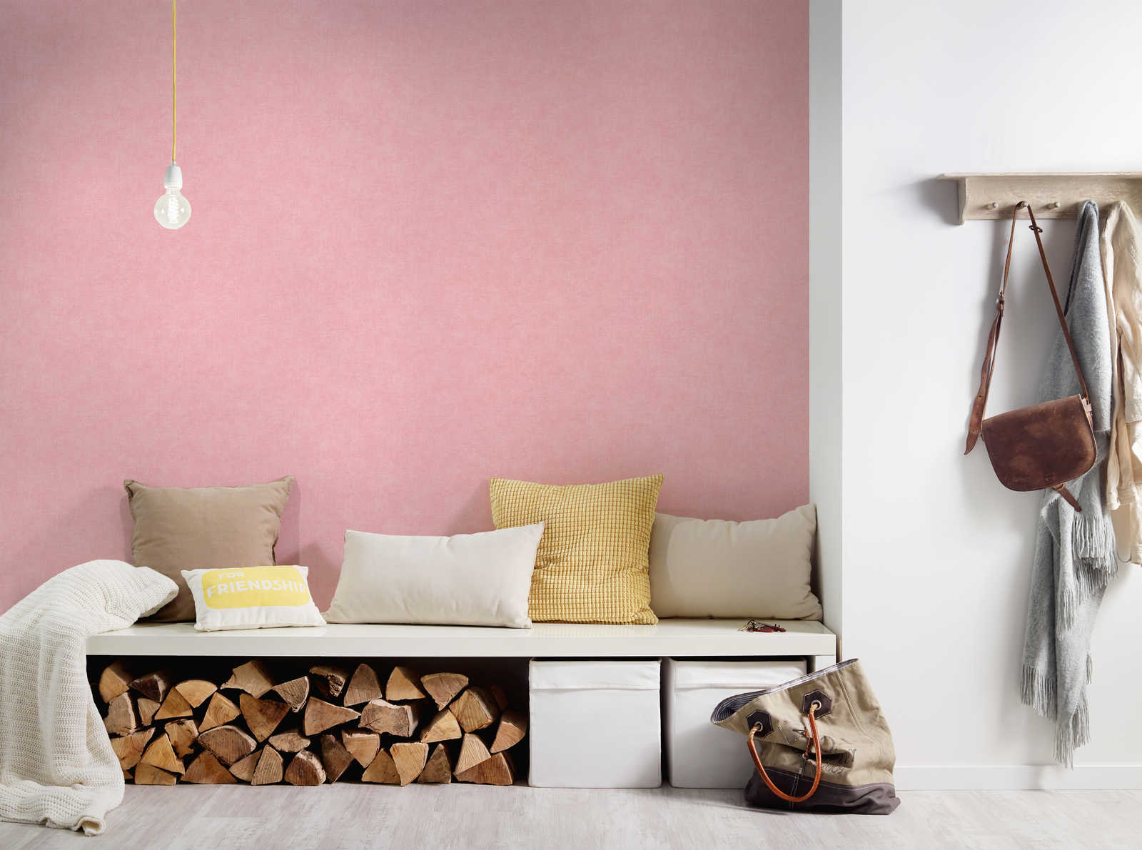             Pink wallpaper plain & matte with texture pattern
        