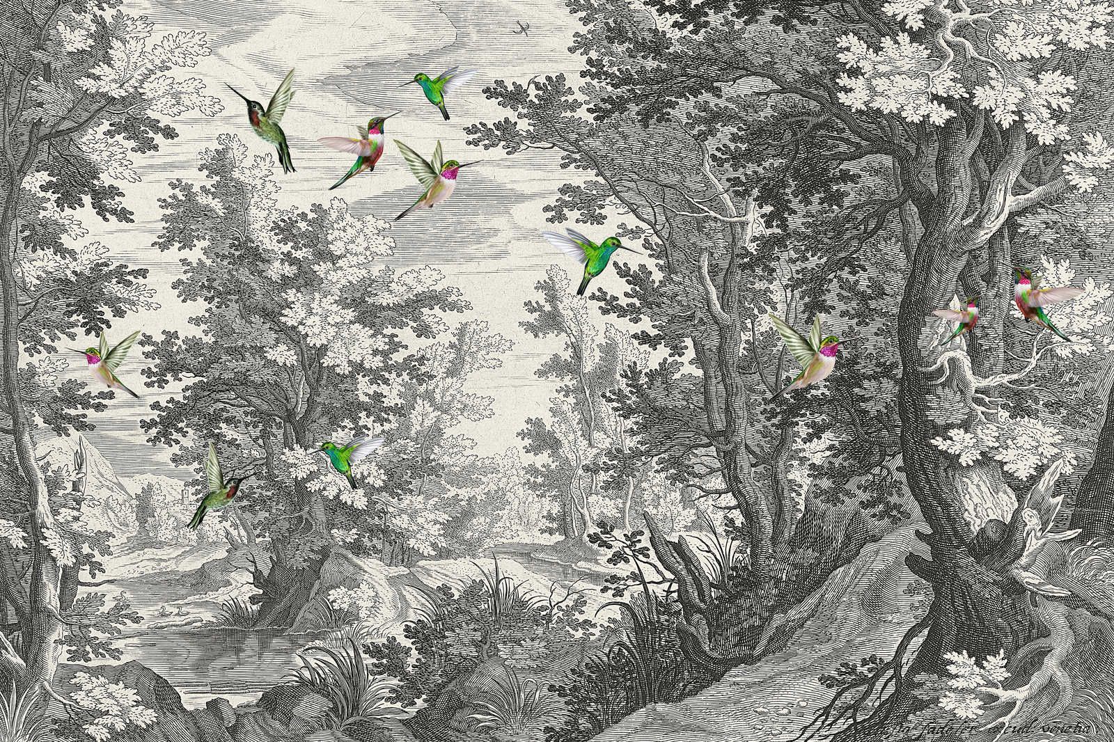             Fancy Forest 1 - Landschap canvas print met vogels - 0.90 m x 0.60 m
        