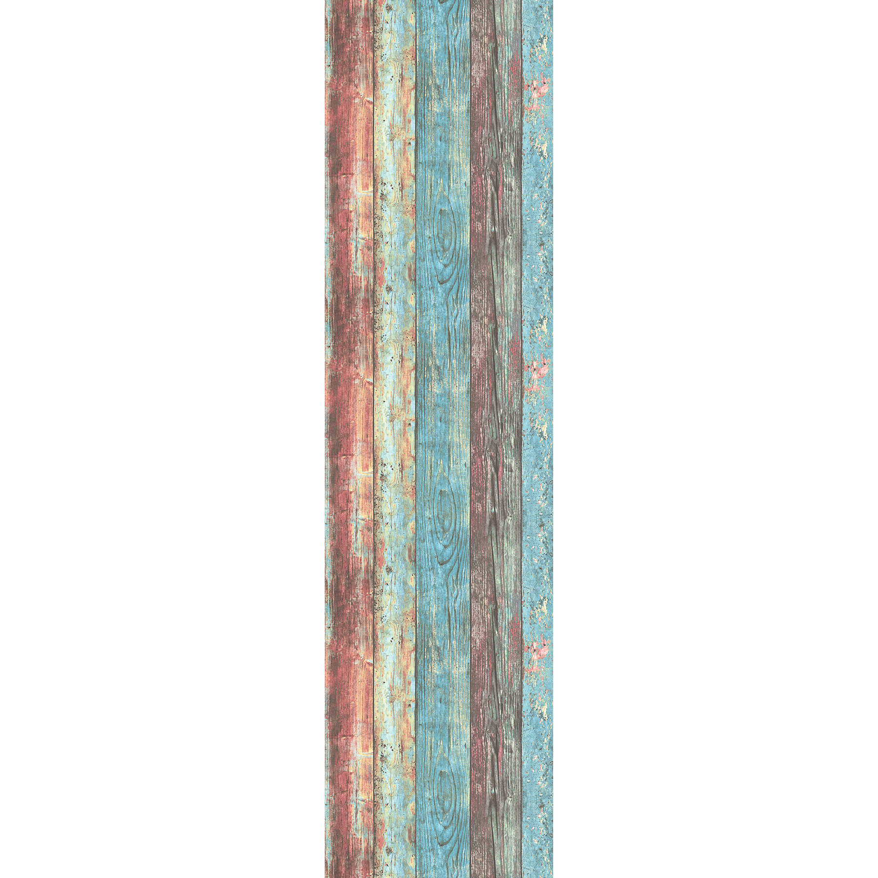         Papier peint Shabby Chic aspect bois usé - multicolore
    
