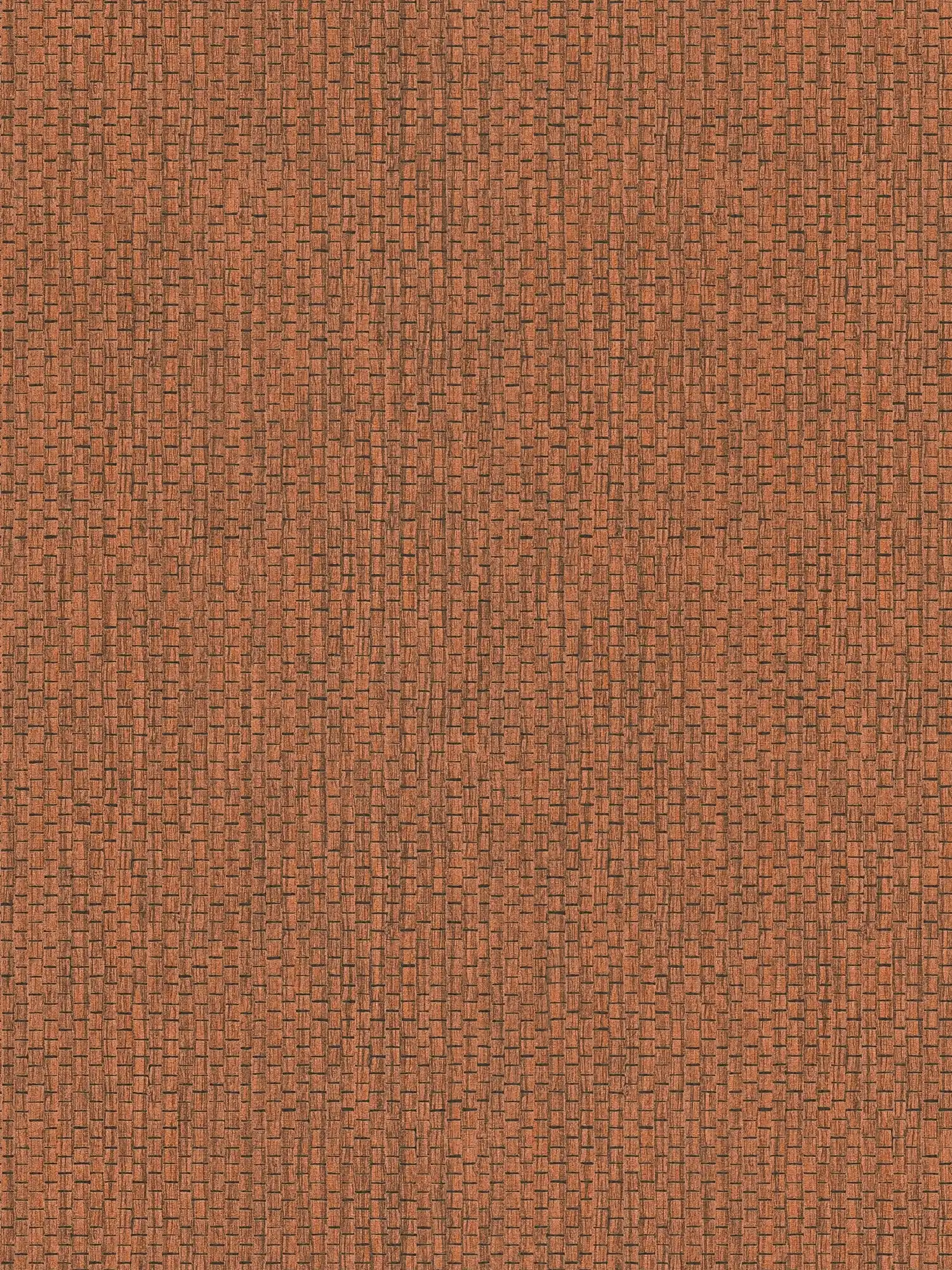 Red brown non-woven wallpaper with raffia design - red
