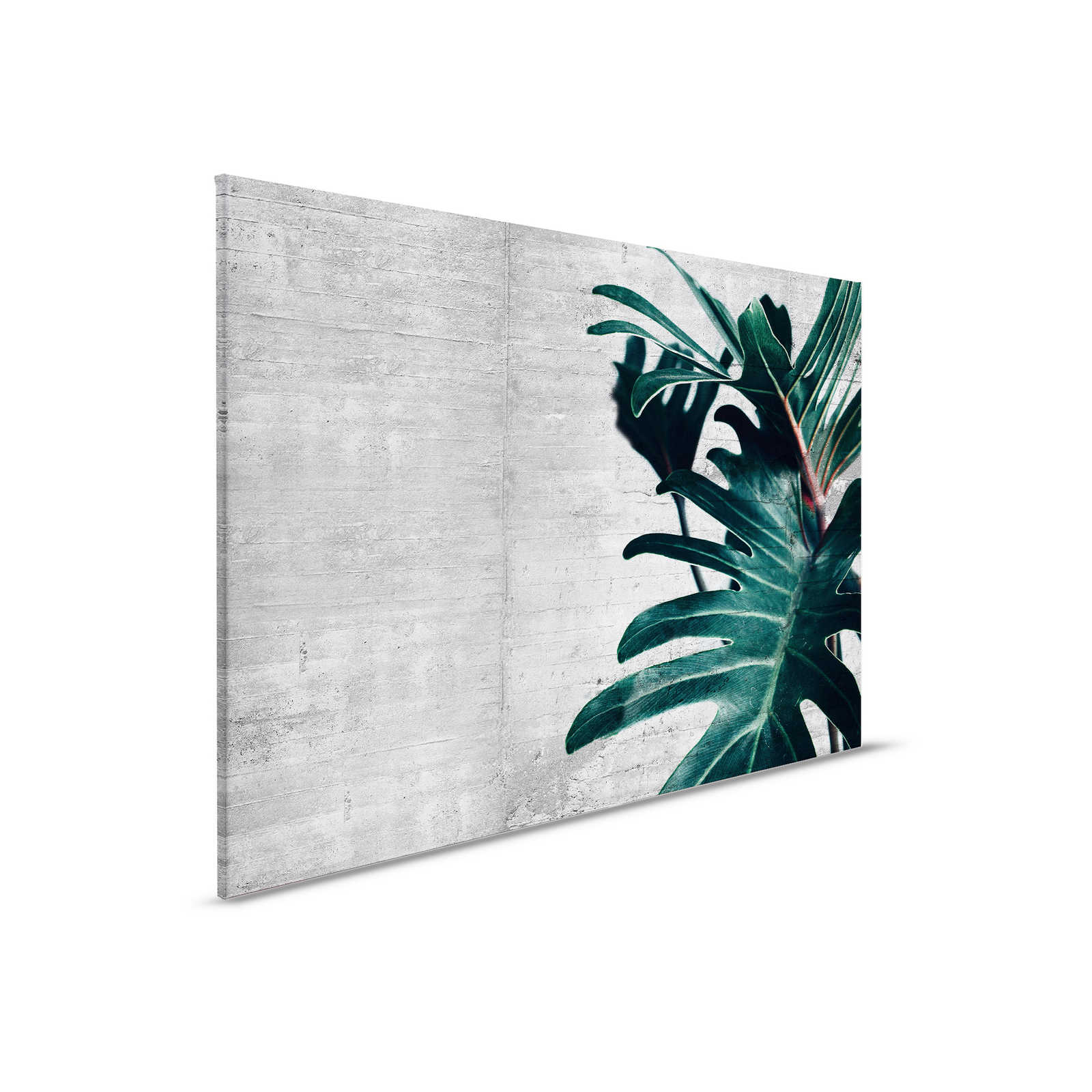 Canvas painting with window leaf in front of concrete look wall - 0.90 m x 0.60 m
