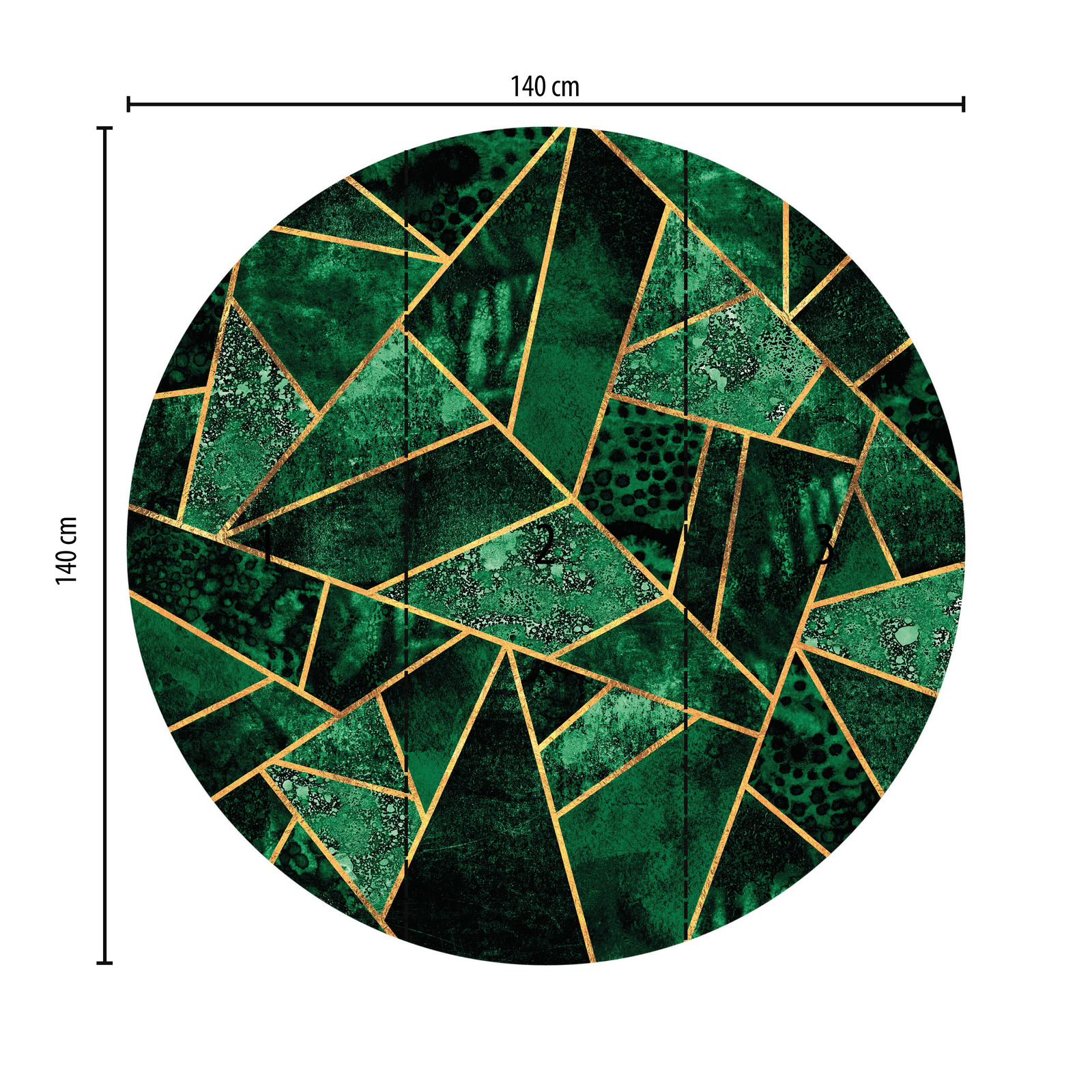             Papier peint panoramique rond formes géométriques, vert
        