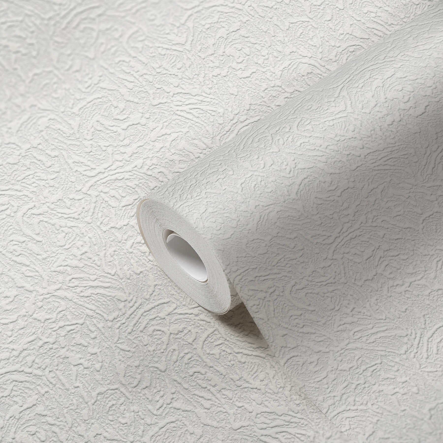             Wallpaper with foam structure in plaster look - white
        