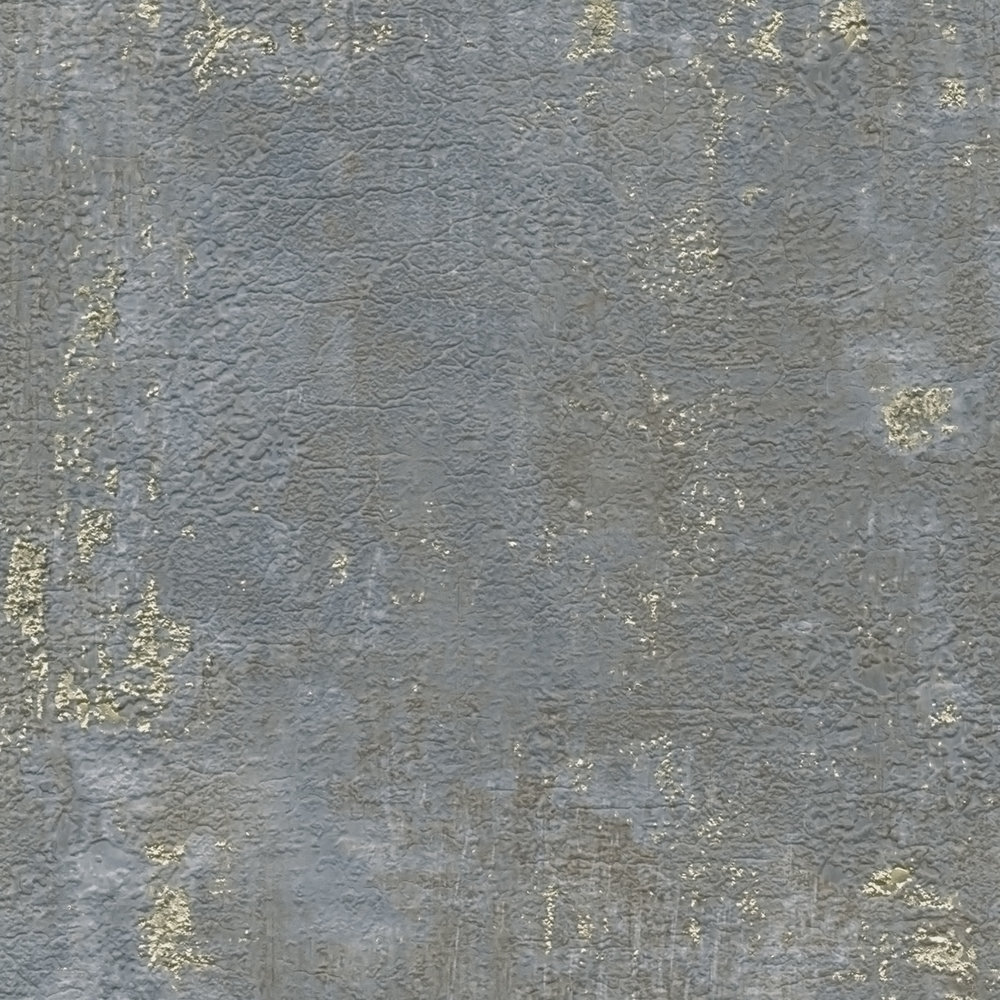             papier peint en papier aspect rouille avec accents métalliques - marron, bleu, or
        