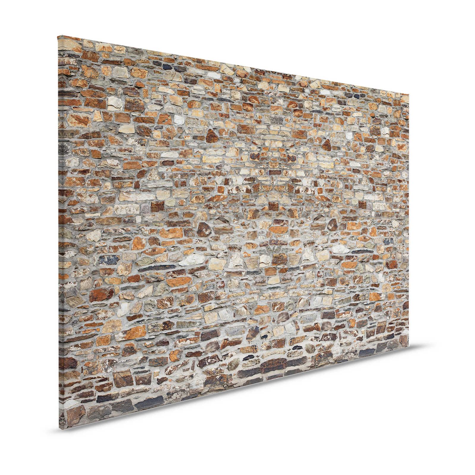 Canvas schilderij 3D Muur oude bakstenen & rustieke steen look - 1.20 m x 0.80 m
