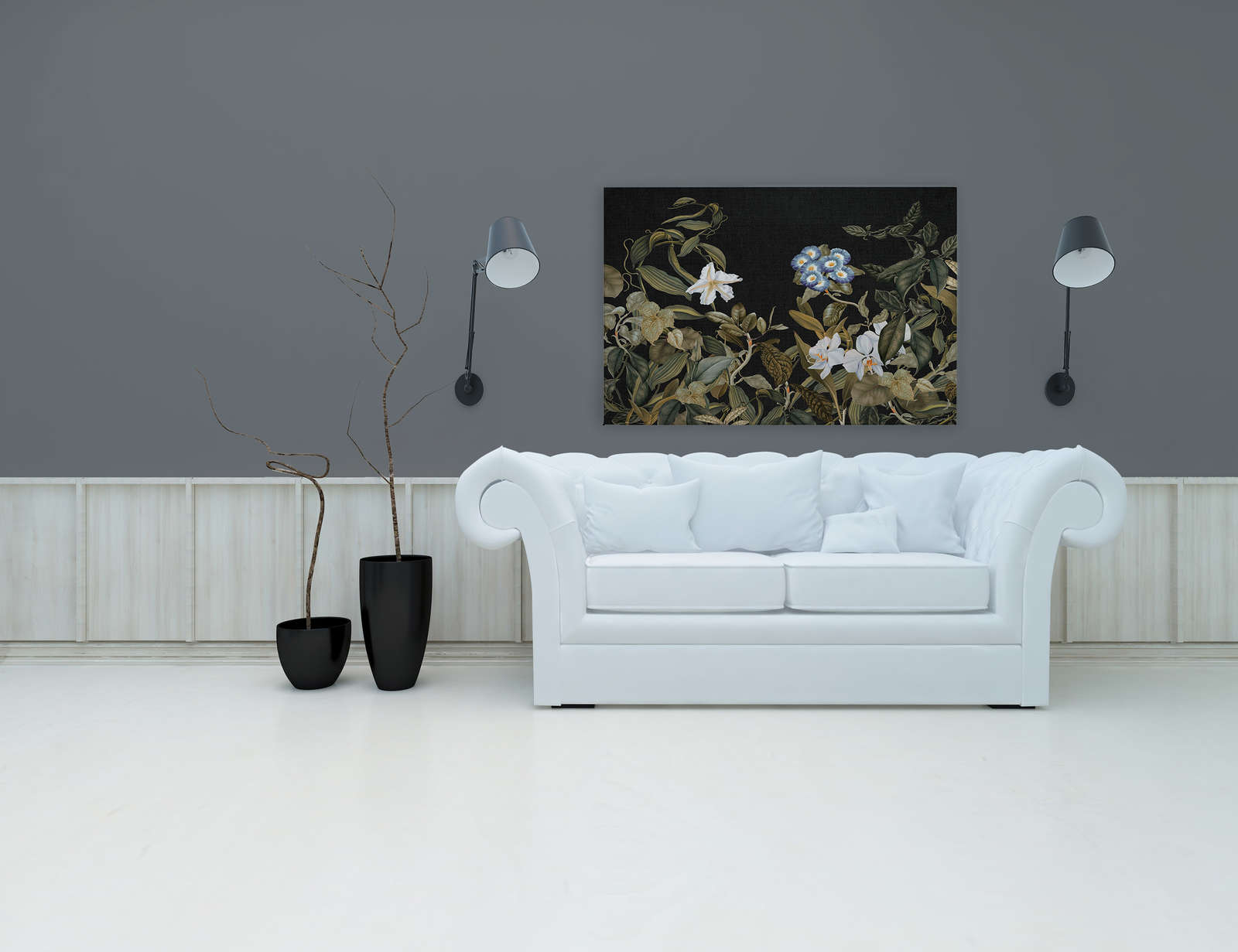             Botanical Canvas Painting with Orchids & Leaves Motif - 1.20 m x 0.80 m
        