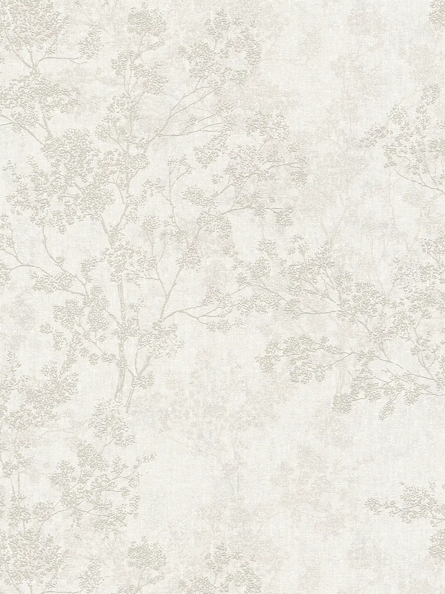 papel pintado con hojas en aspecto de lino - beige, crema, gris
