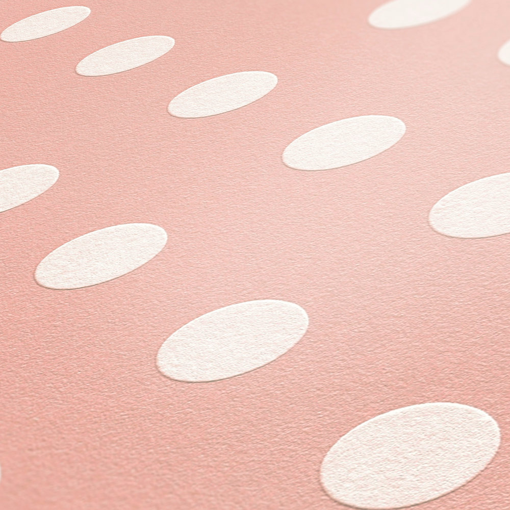             Papel pintado de lunares rosas, lunares para la habitación de las niñas - rosa, blanco
        