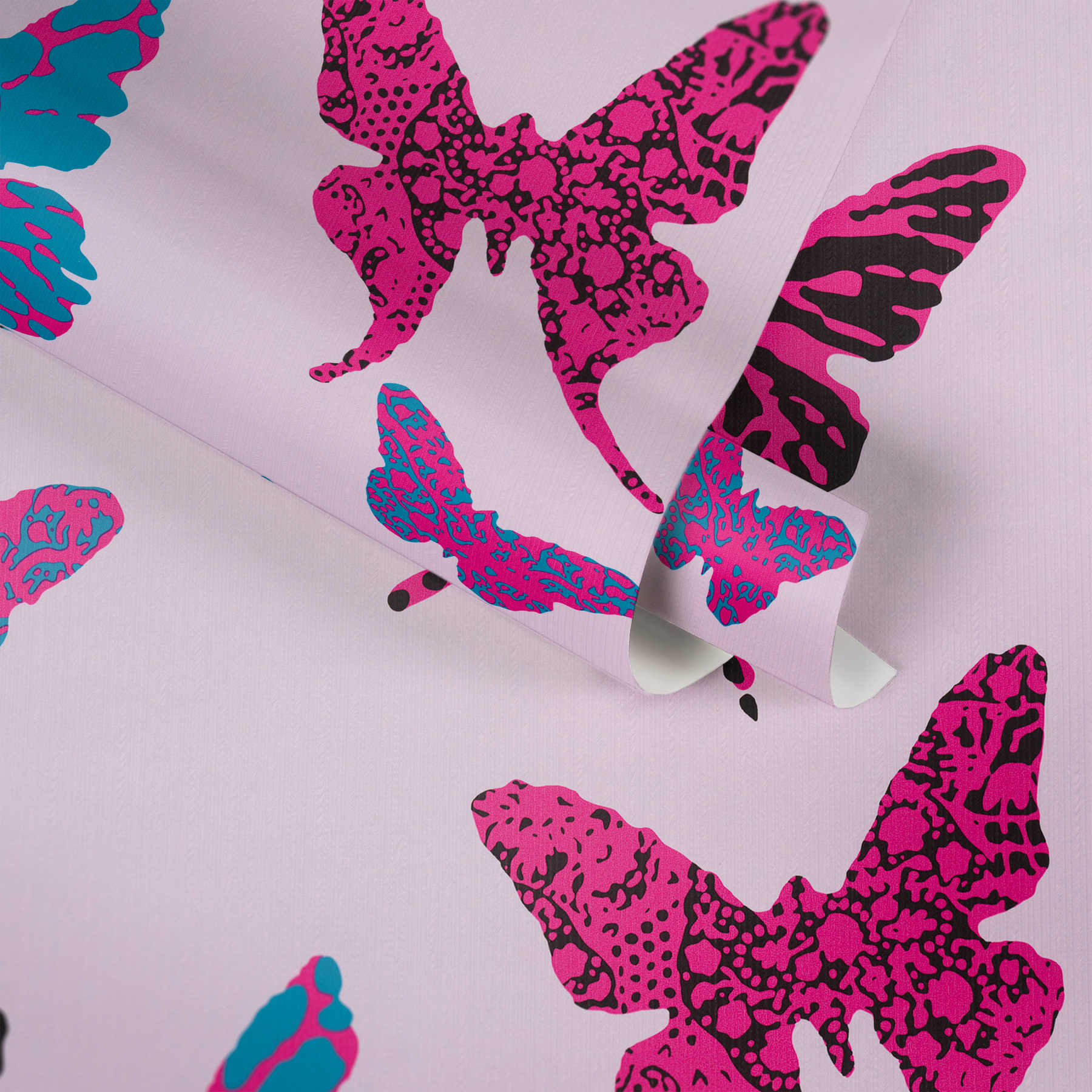             Papiers peints graphiques papillon pour chambre d'enfant - violet, bleu
        