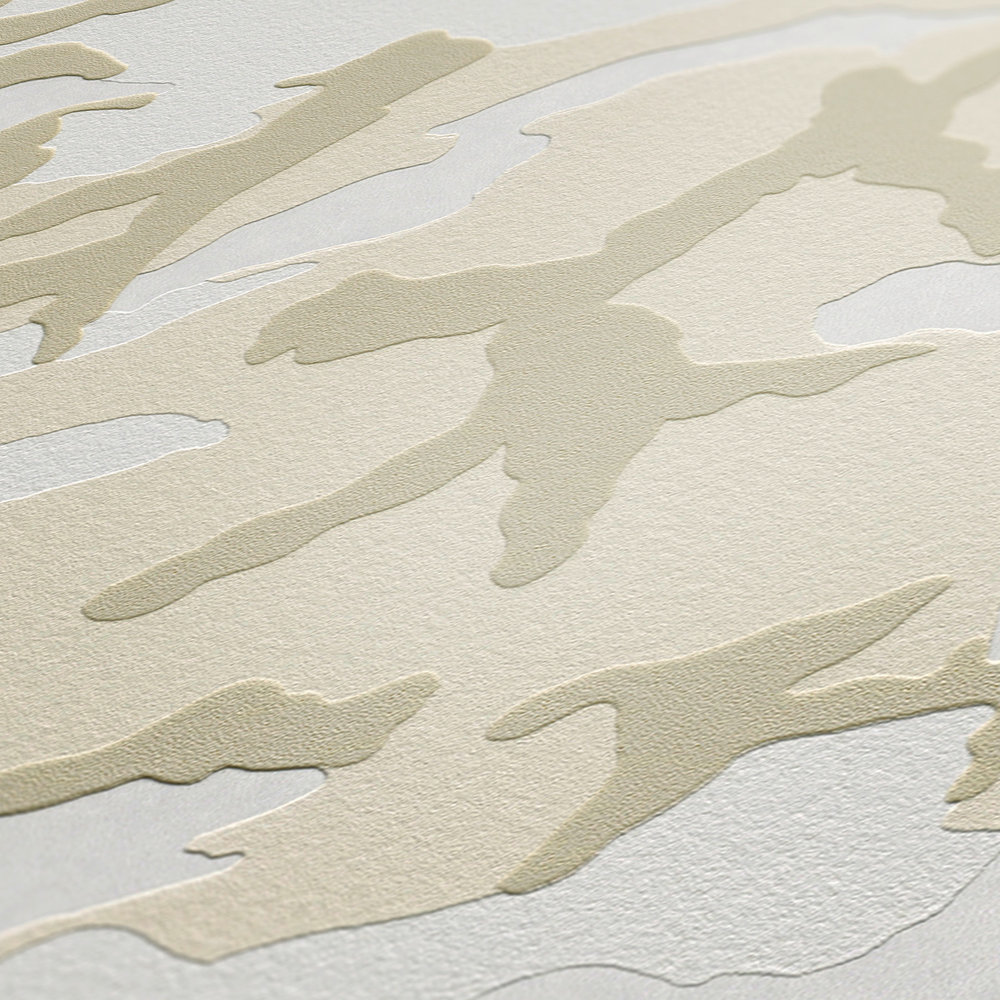             Papel pintado de camuflaje nieve, papel pintado no tejido de camuflaje - gris, crema
        
