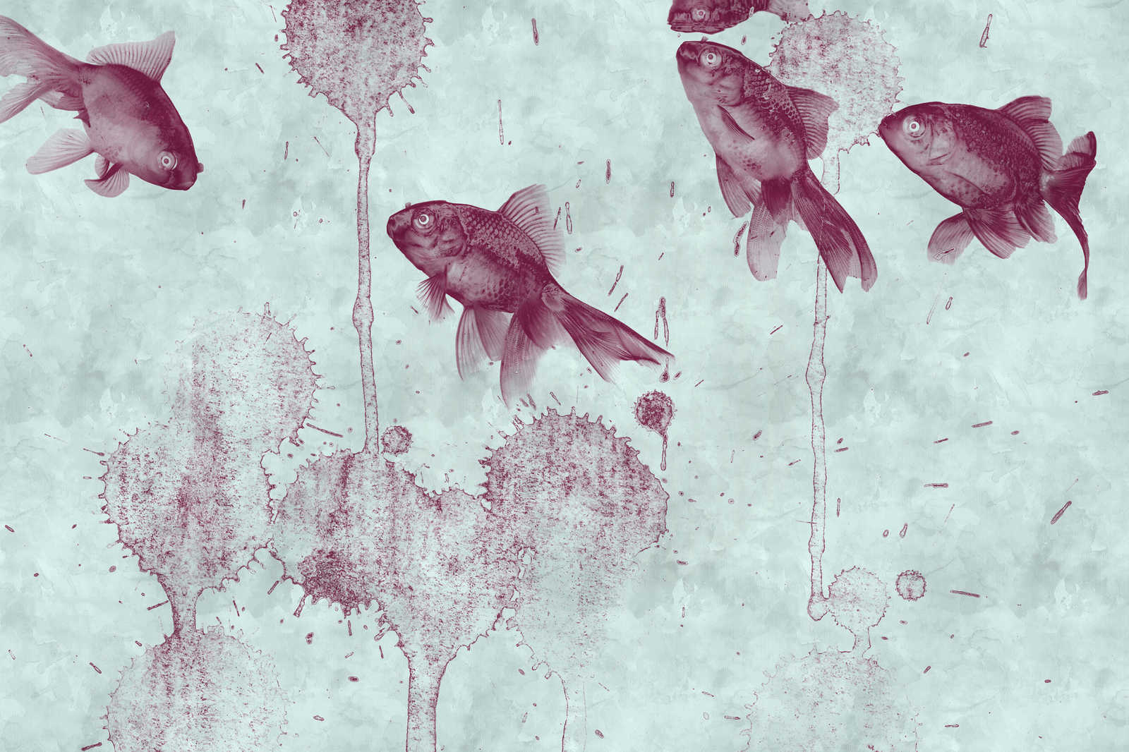             Quadro su tela di modernariato Disegno di pesce in stile acquerello - 0,90 m x 0,60 m
        