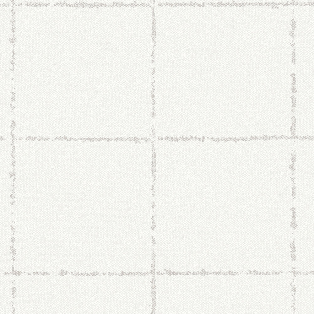             Carta da parati a scacchi in tessuto ottico, strutturato - crema, grigio, bianco
        