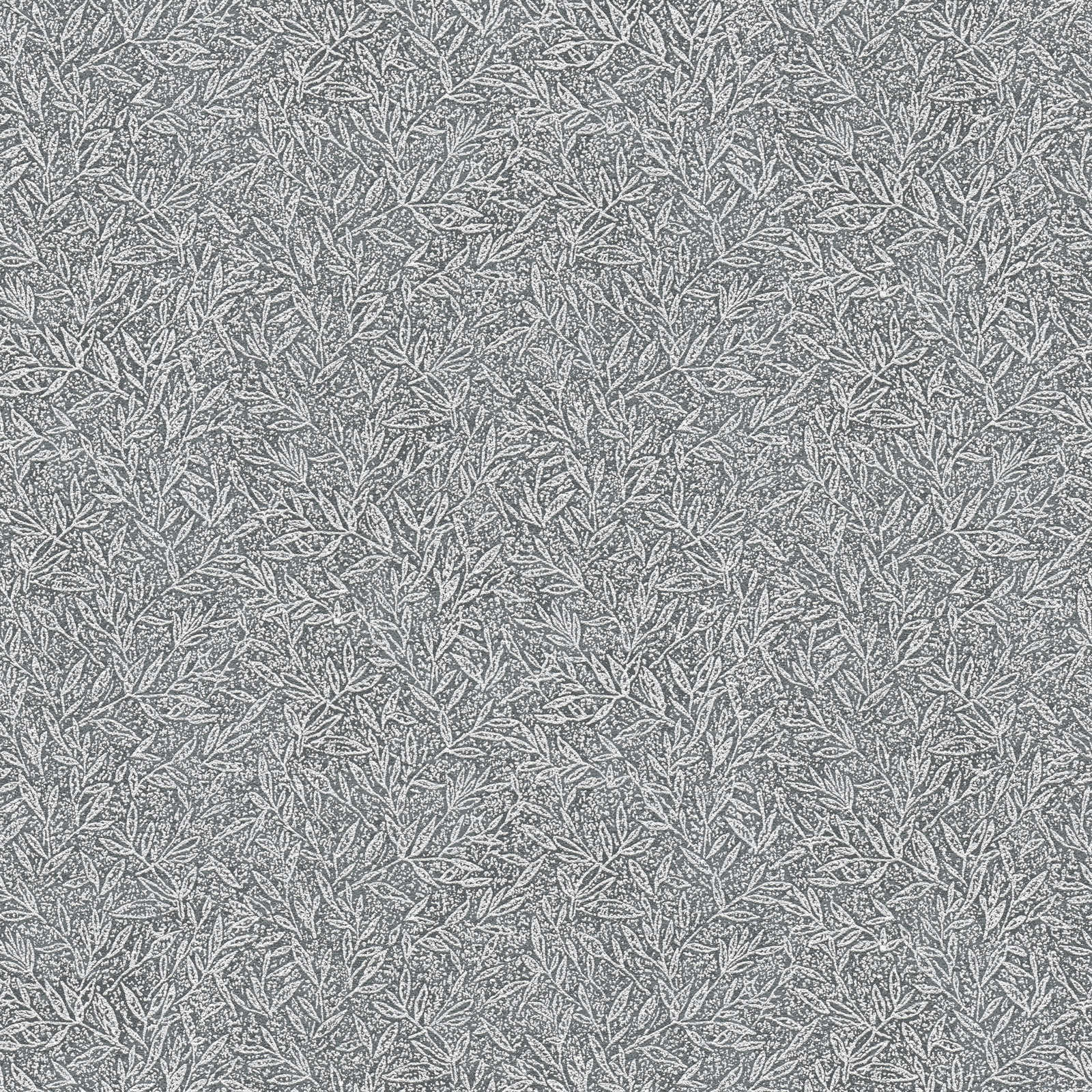 Pattern wallpaper botanical & leaves pattern - grey, metallic
