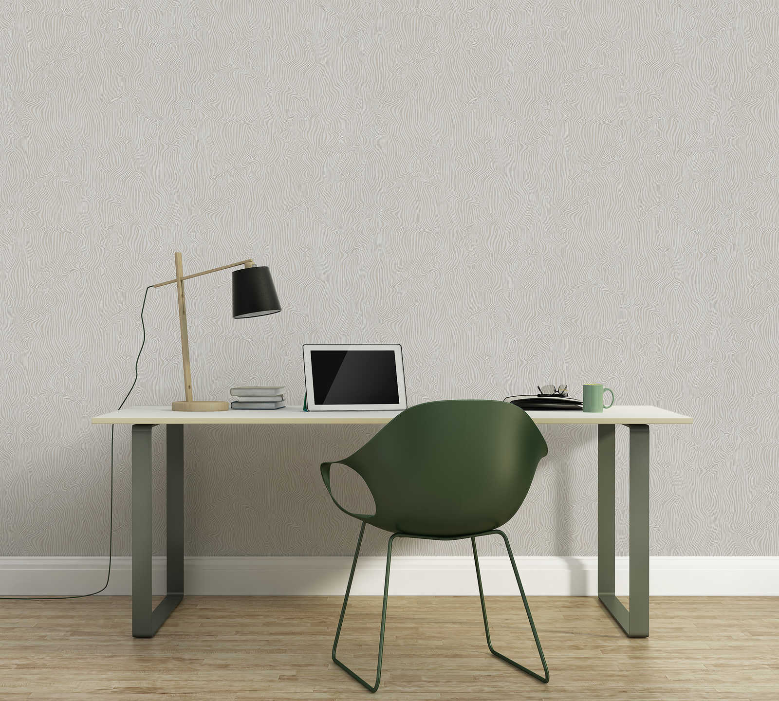             Textured wallpaper with line pattern plain - grey
        