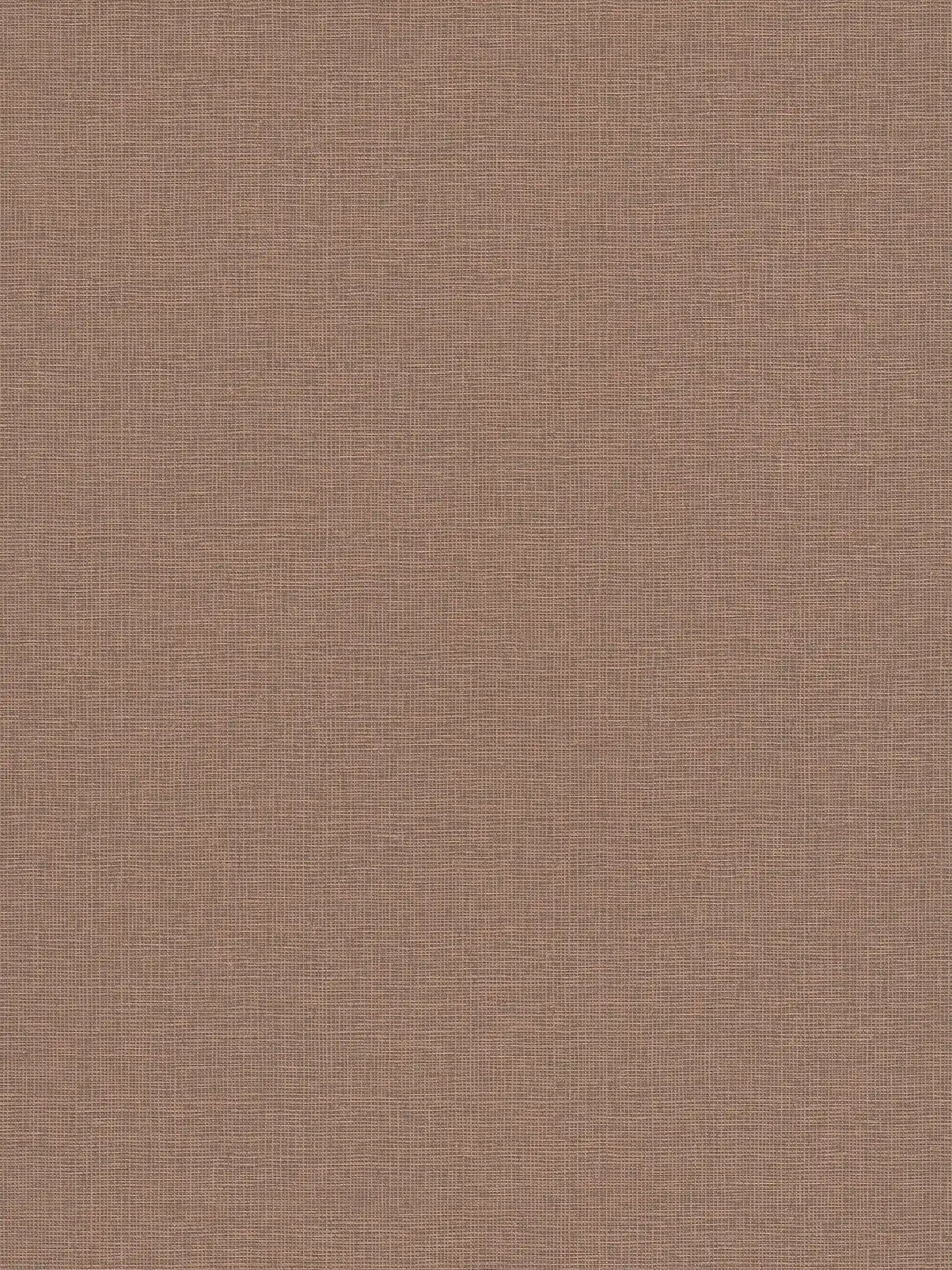Papel pintado no tejido liso con estructura de lino - marrón
