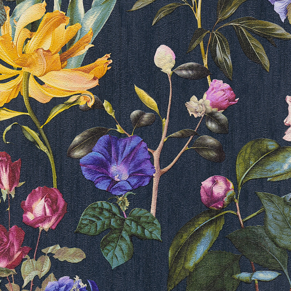             Papel pintado Blossom con flores en colores vivos - azul, verde, rojo
        