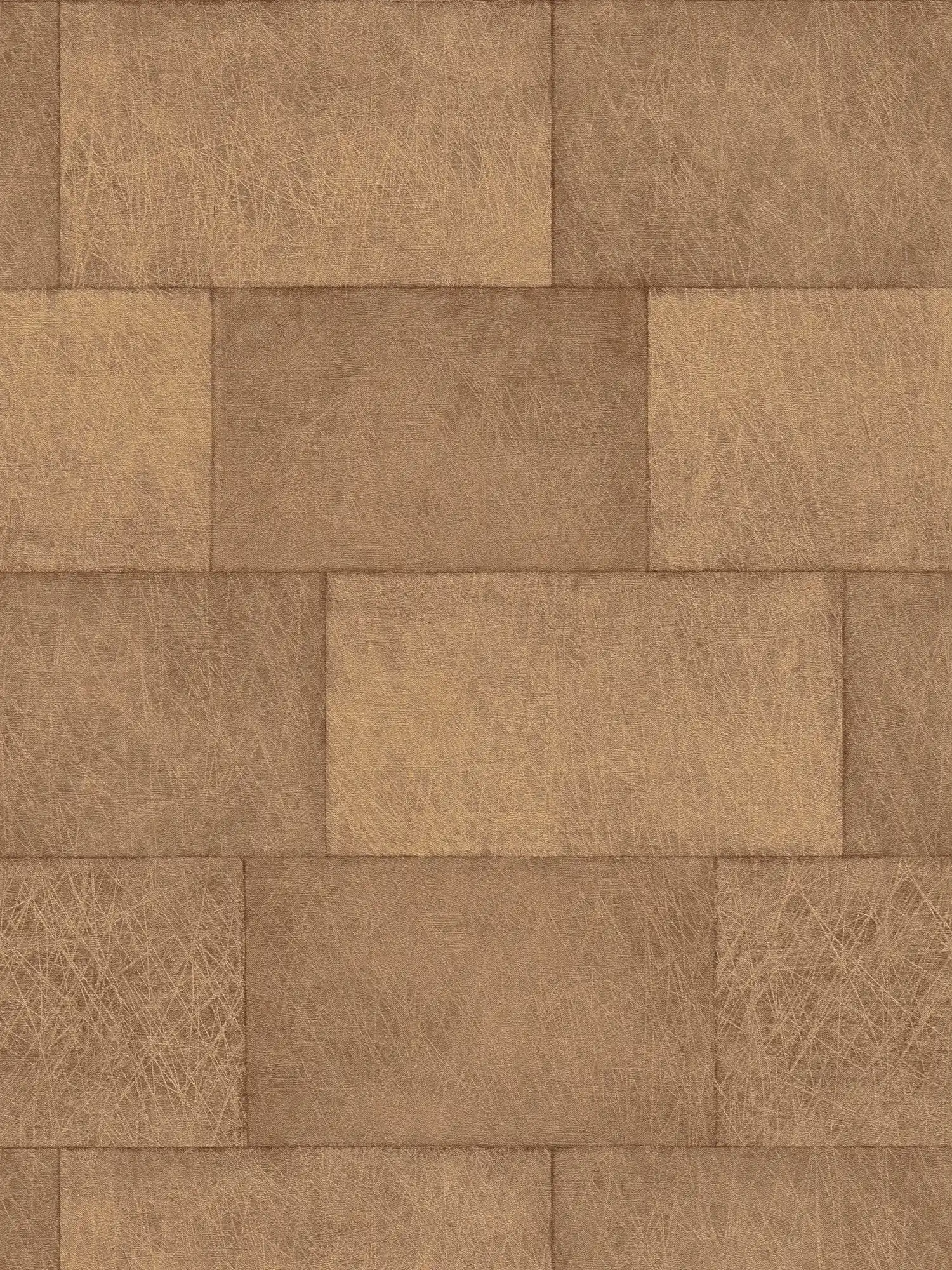 Steenoptiek behang betonsteen patroon - bruin, oranje
