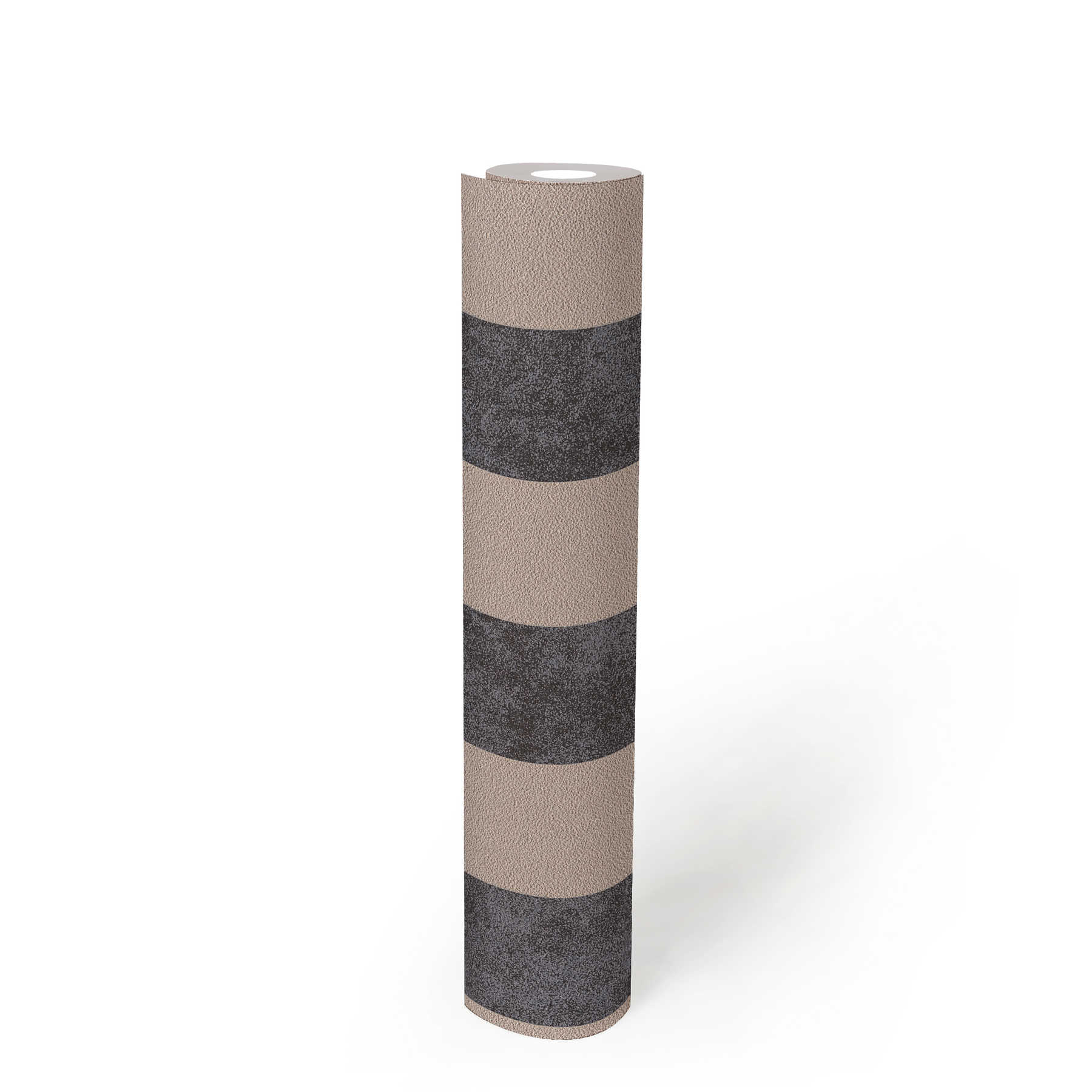             Papier peint à rayures en bloc avec motifs colorés et texturés - noir, beige, argenté
        