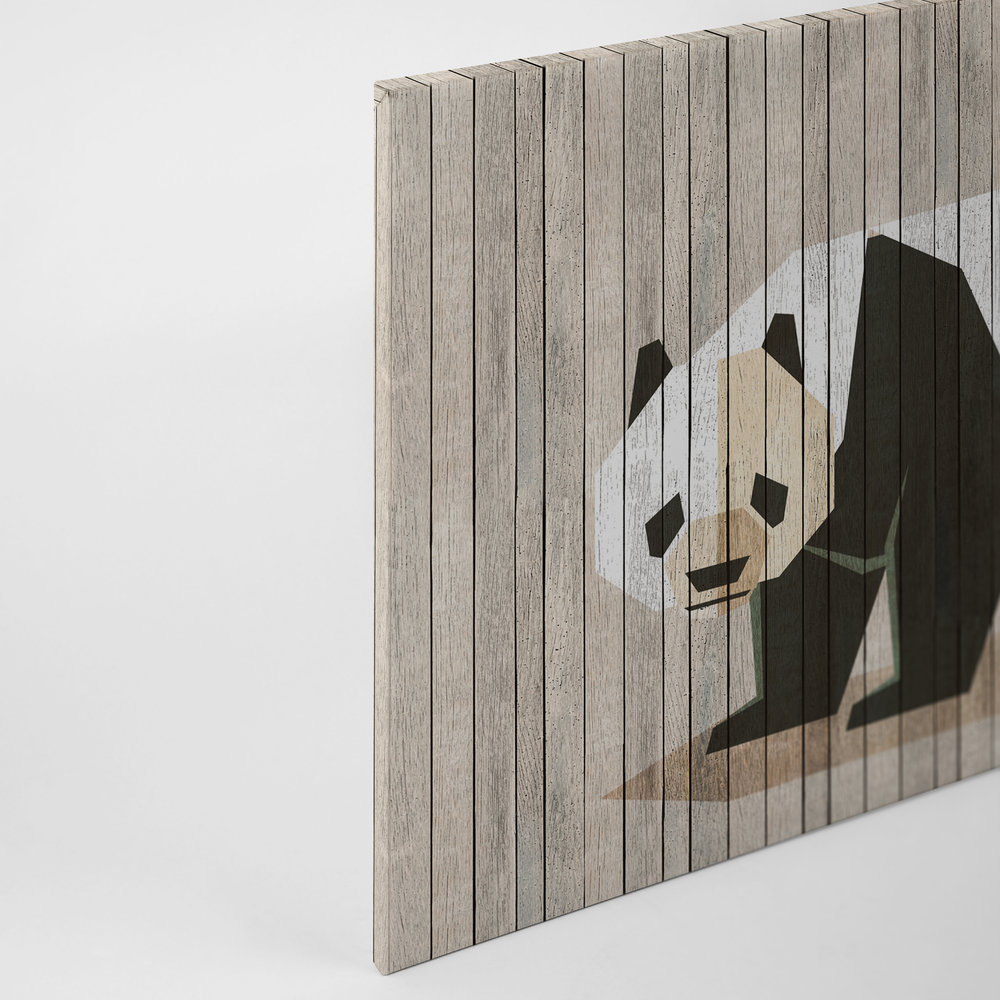             Born to Be Wild 2 - toile sur panneau de bois structure avec panda & mur de planches - 0,90 m x 0,60 m
        