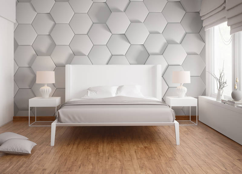             Honeycomb Pattern with 3D Optics Wallpaper - Grey
        