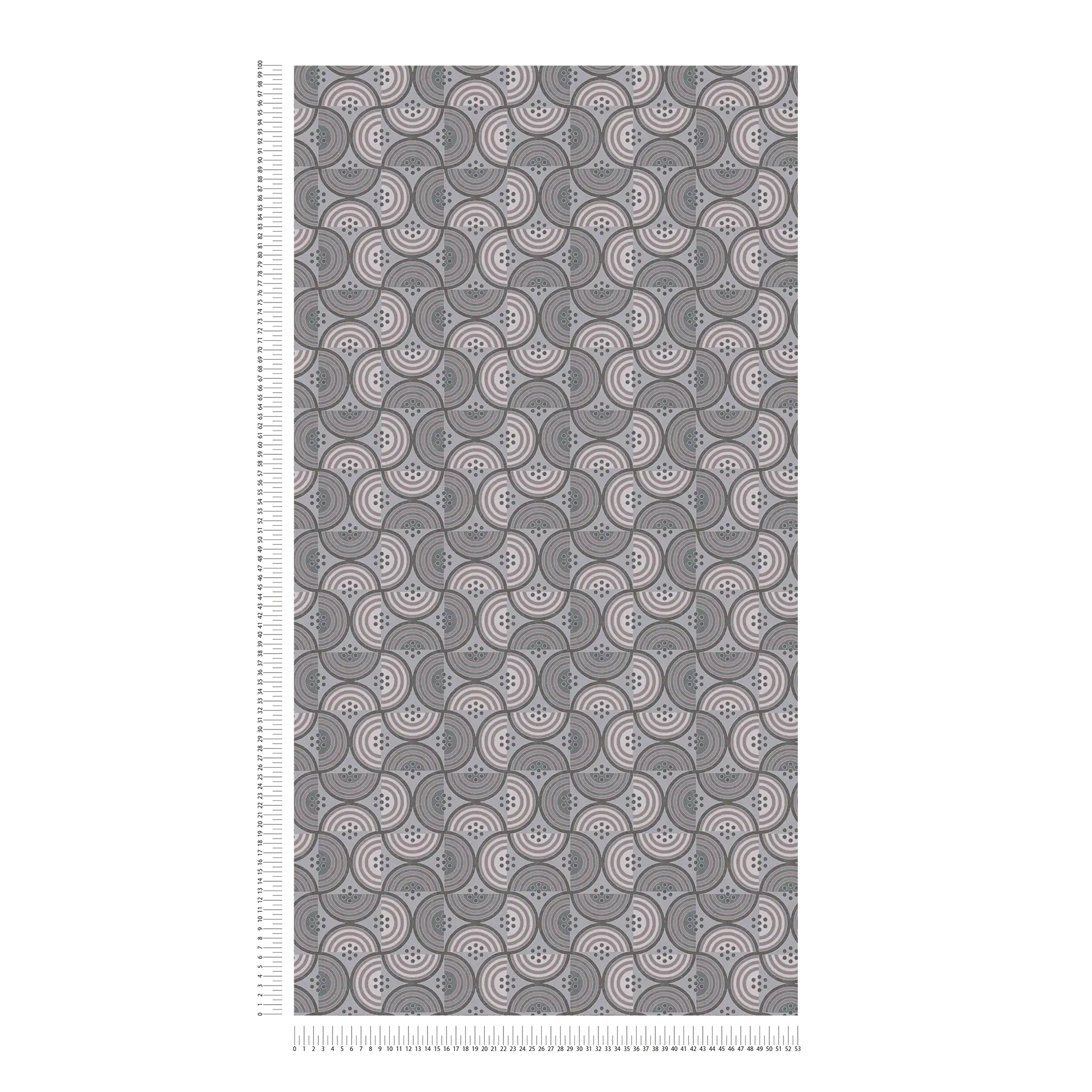             Graphic wallpaper with dot & half circle pattern - taupe, grey, cream
        