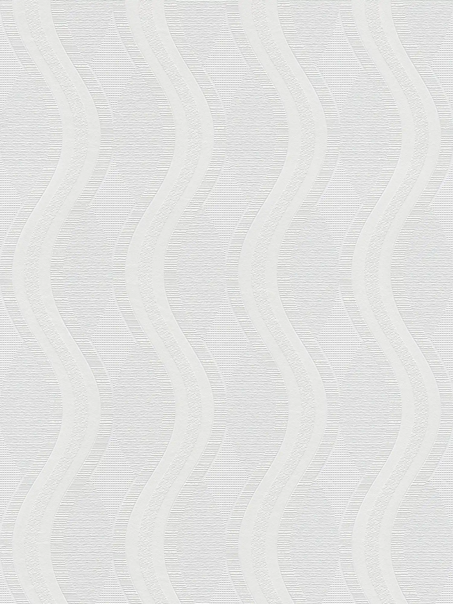 Wallpaper with line design in retro style - Paintable, White
