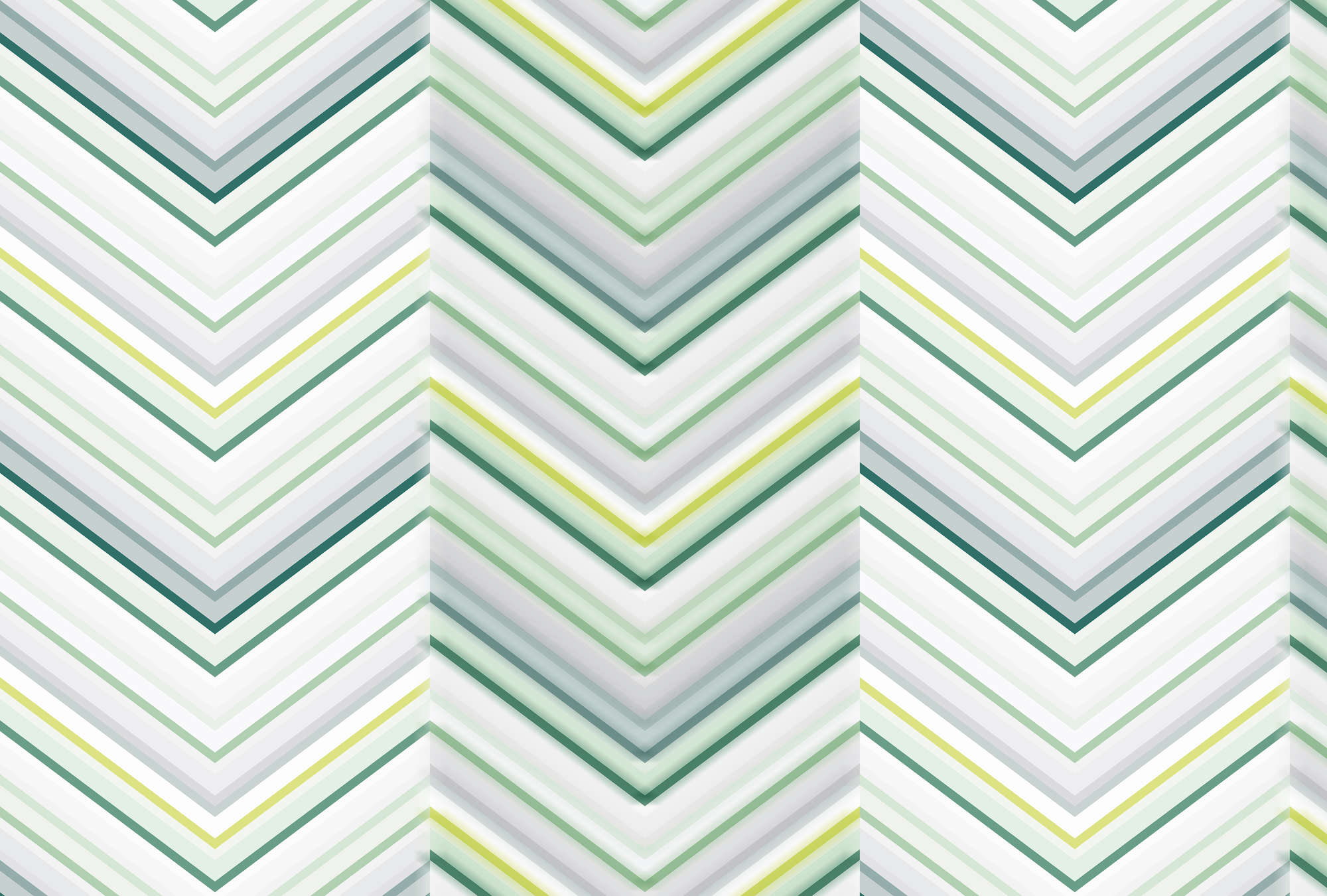             Colorful wall mural zigzag pattern & line design - grey, yellow, green
        
