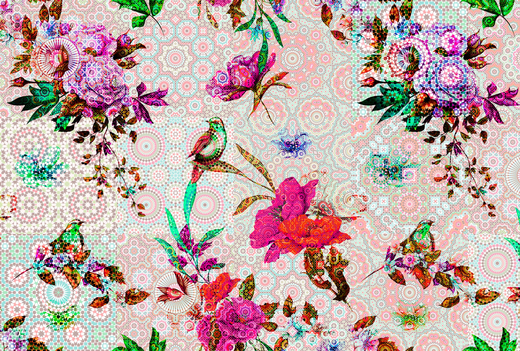             Papier peint design mosaïque florale - Walls by Patel
        