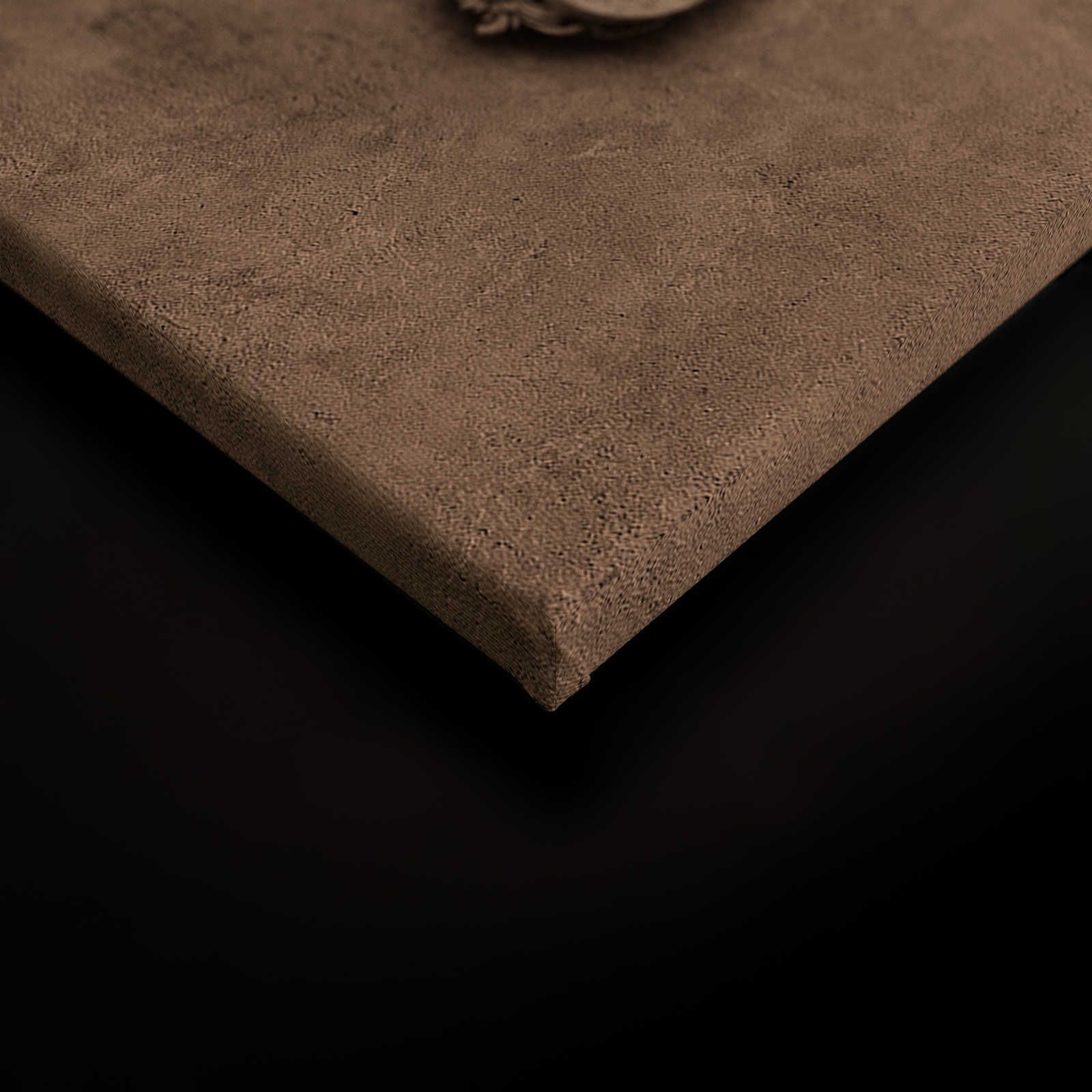             Lione 1 - Quadro su tela 3D con cornice in stucco e aspetto intonaco in marrone - 0,90 m x 0,60 m
        