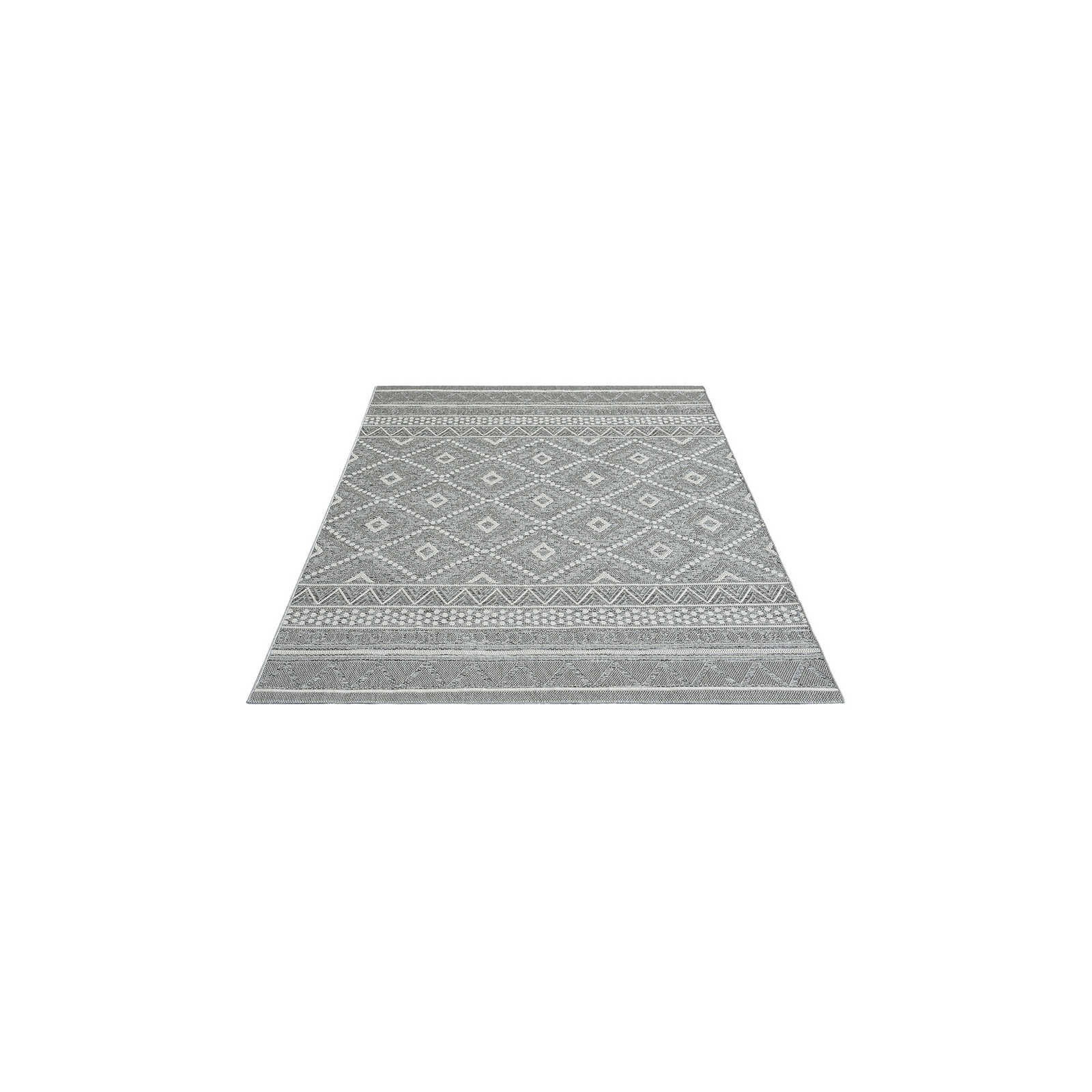 Patterned Outdoor Rug in Grey - 160 x 120 cm
