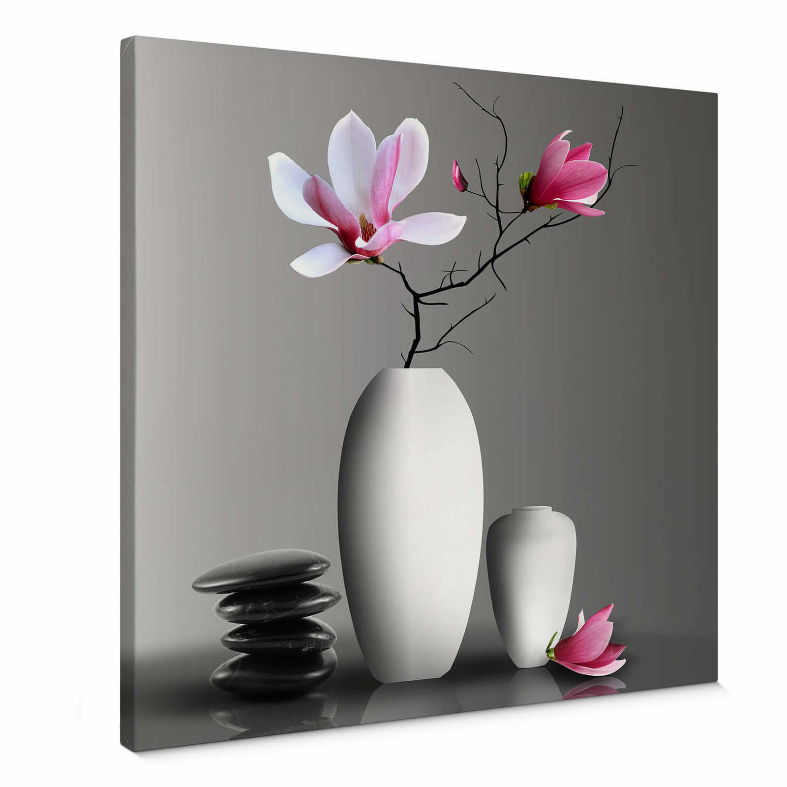 Square canvas print magnolia branch – pink, white
